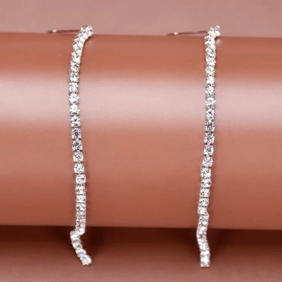 Rhinestone Chain Tassel Drop Stud Earrings - Picture 5 of 8